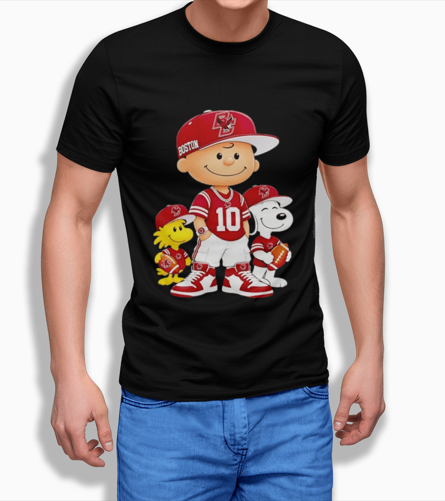 Boston College Eagles Charlie Brown Woodstock Snoopy Number 10 Football Fans T-Shirt