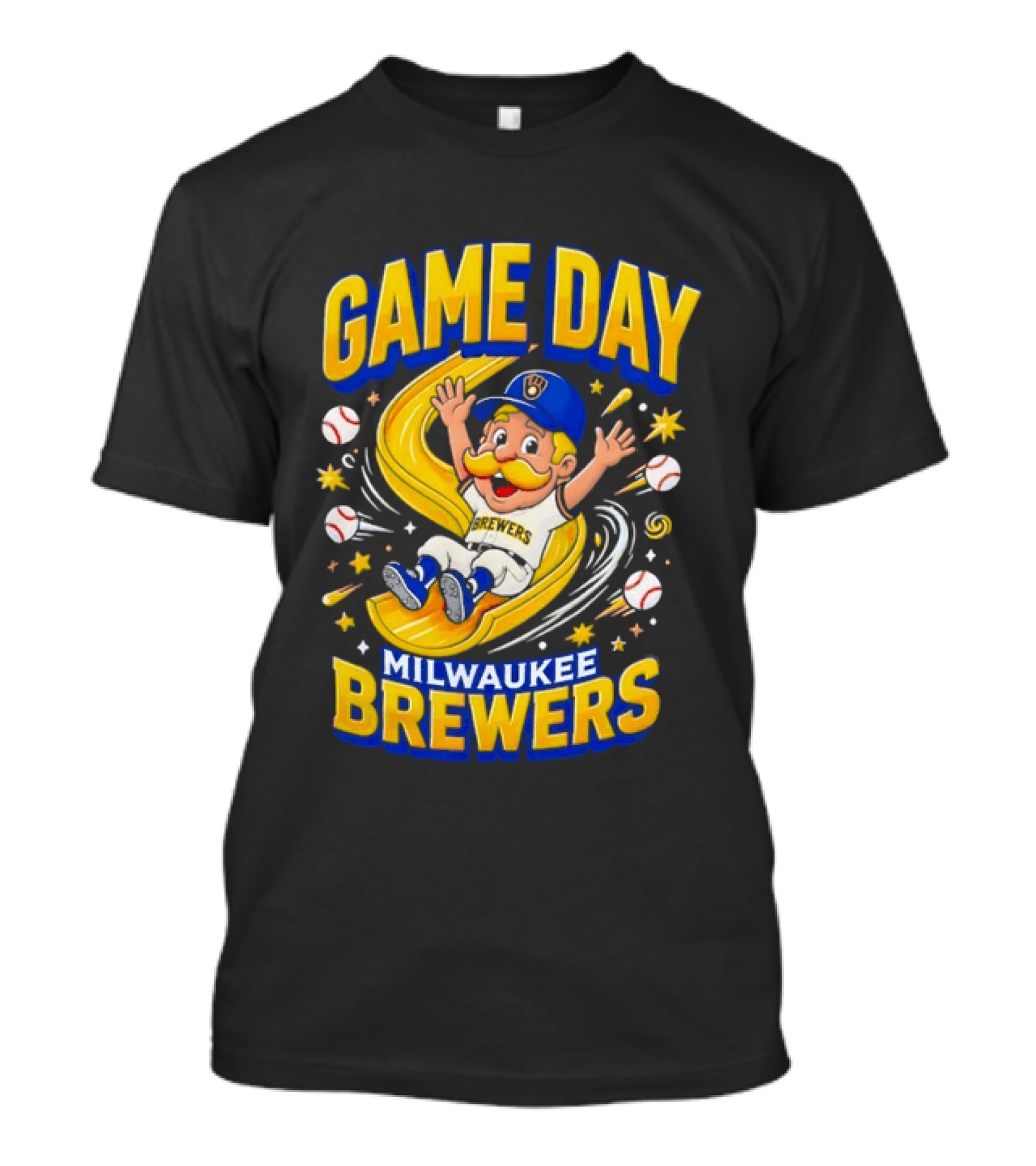 Milwaukee Brewers Game Day Cartoon Mascot Excitement T-Shirt