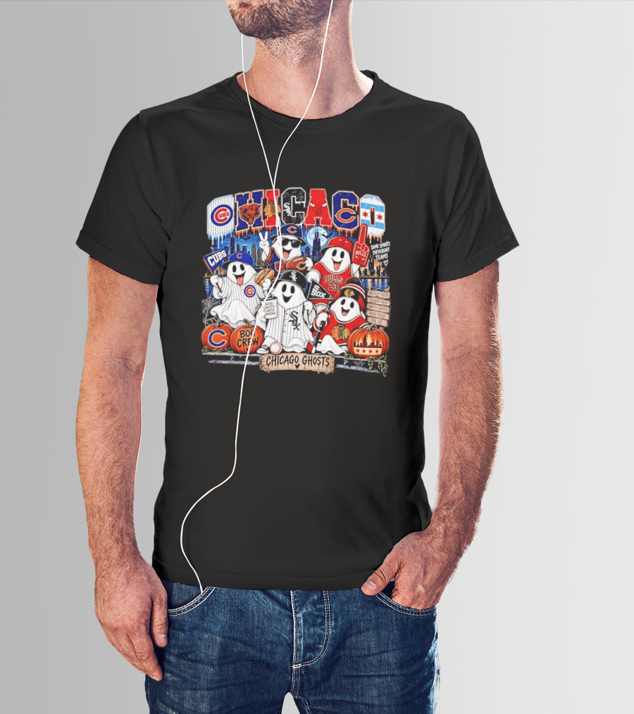 Chicago Ghosts Boo Crew Cubs Bulls Sox Same Spirits Different Teams T-Shirt