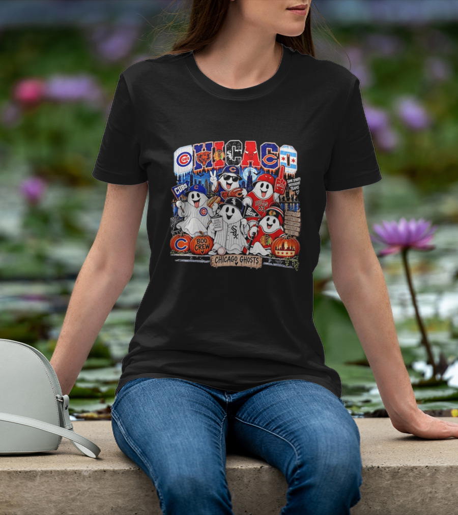 Chicago Ghosts Boo Crew Cubs Bulls Sox Same Spirits Different Teams T-Shirt