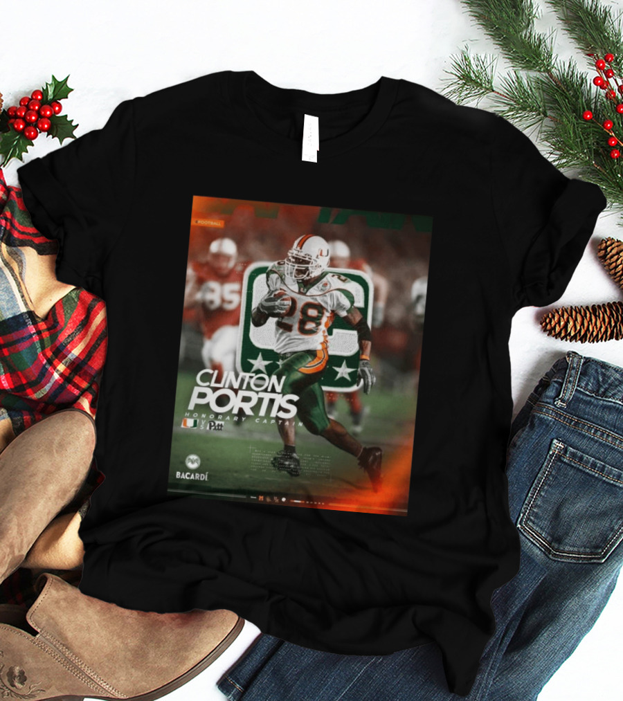 Clinton Portis Honorary Captain Miami Vs Pitt Bacardi Football Event T-Shirt