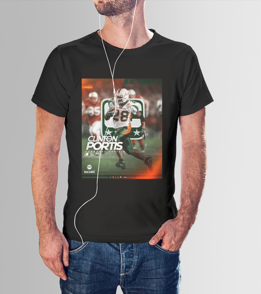 Clinton Portis Honorary Captain Miami Vs Pitt Bacardi Football Event T-Shirt