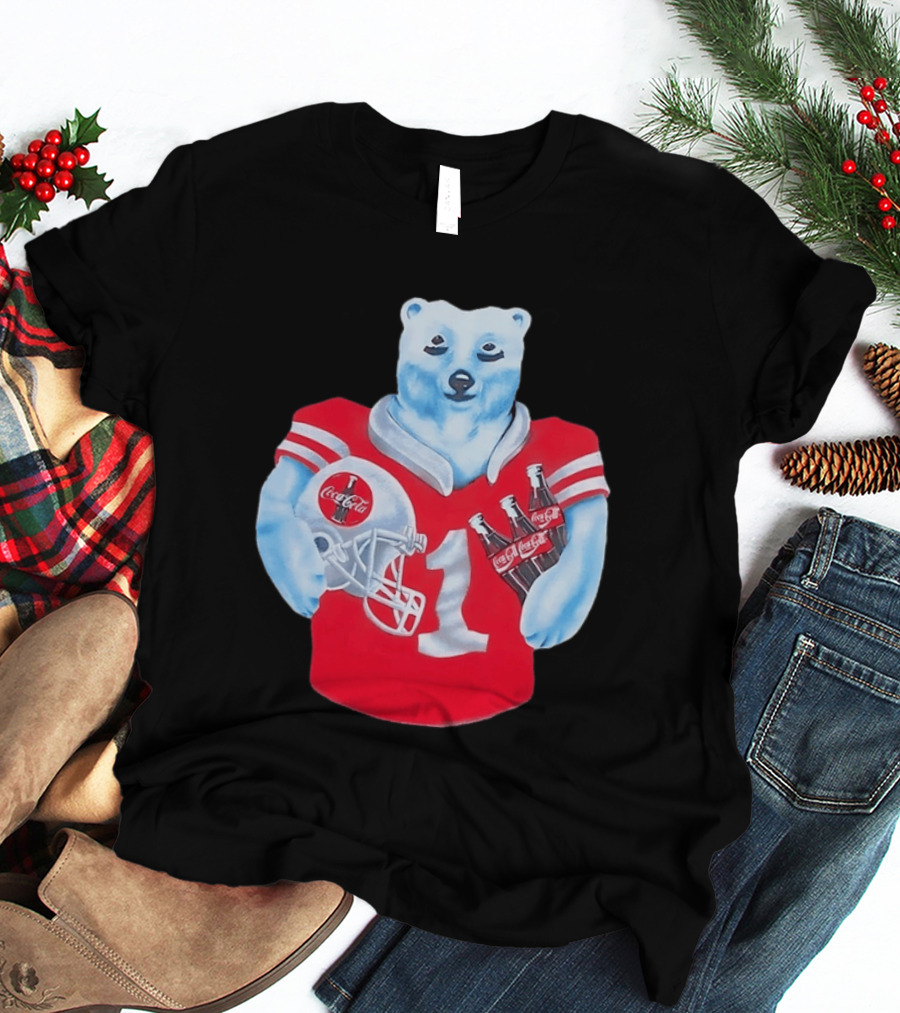 Coca Cola Polar Bear Football Number 1 Red Jersey With Helmet And Bottles T-Shirt