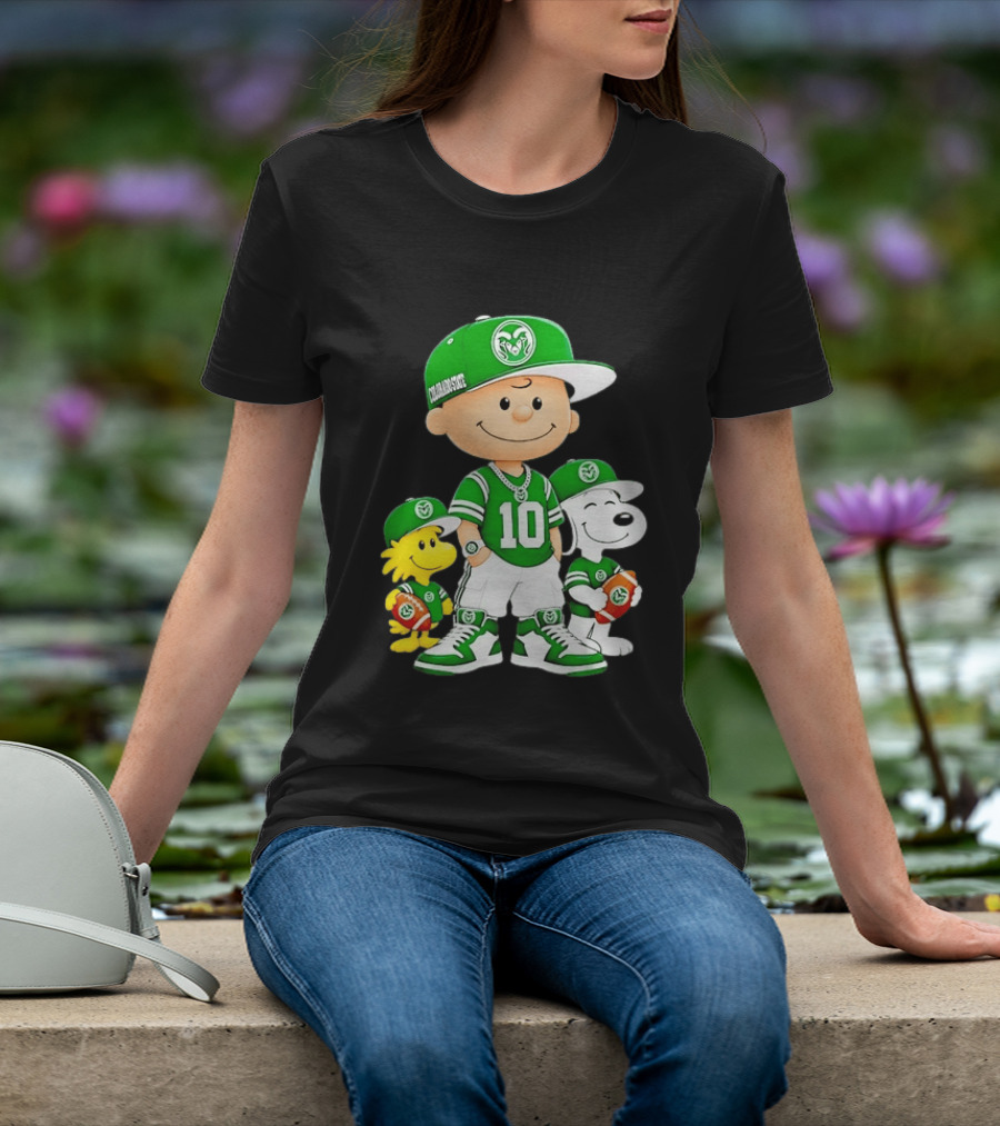 Colorado State Rams Charlie Brown Woodstock Snoopy Number 10 Football Fans T-Shirt