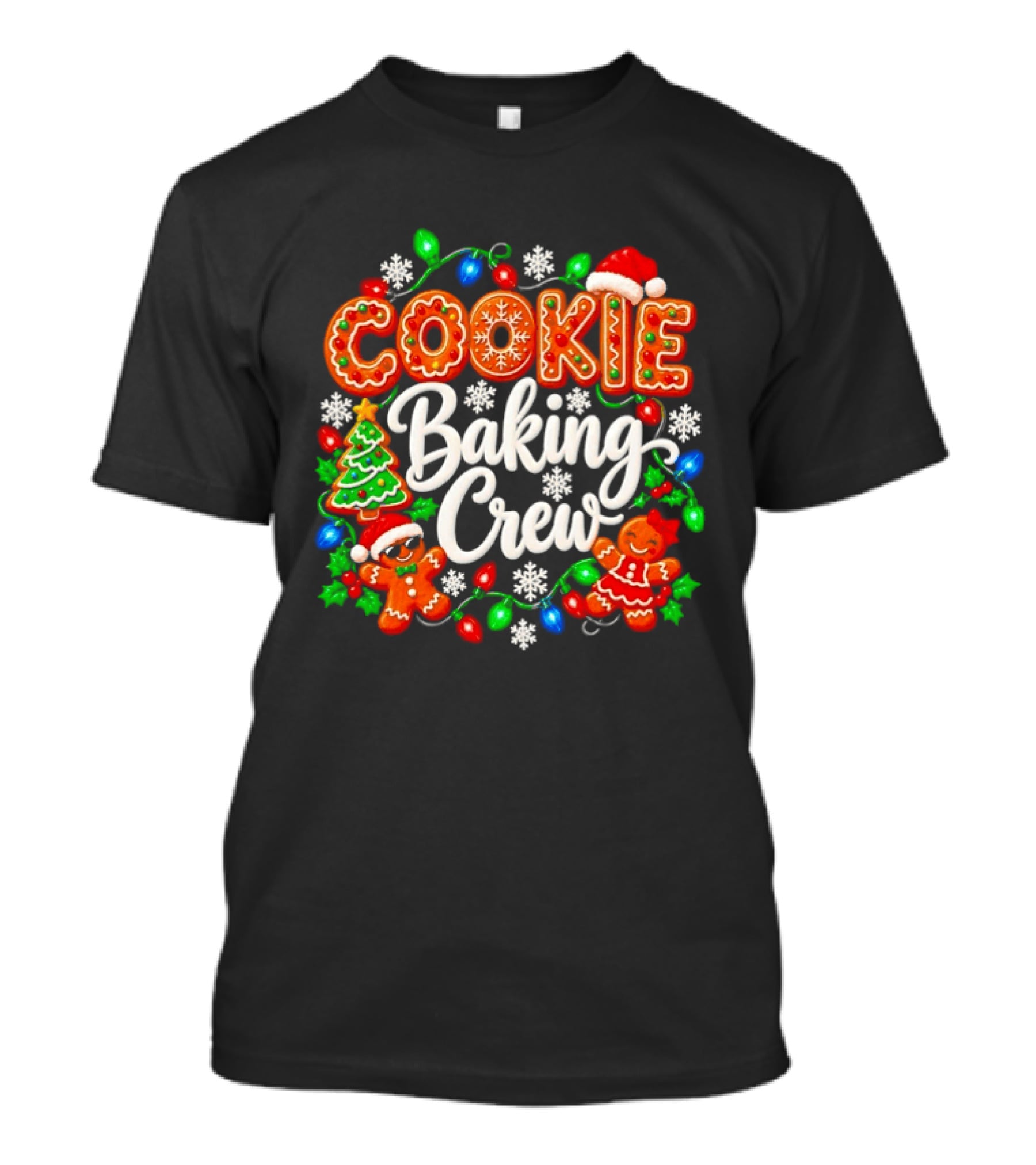COOKIE Baking Crew Snowflakes Gingerbread Christmas Lights Holiday T-Shirt