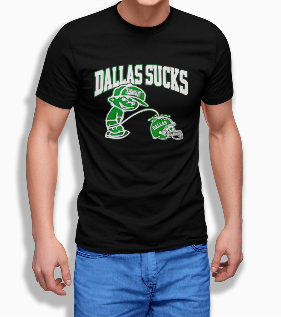 Dallas Sucks Philadelphia Eagles Rivalry Helmet Cartoon T-Shirt