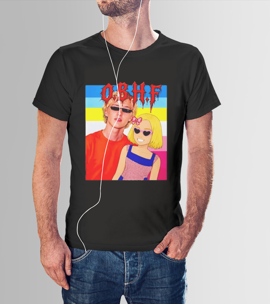 OBHF Blonde Couple Aesthetic Pixel Art Sunglasses T-Shirt
