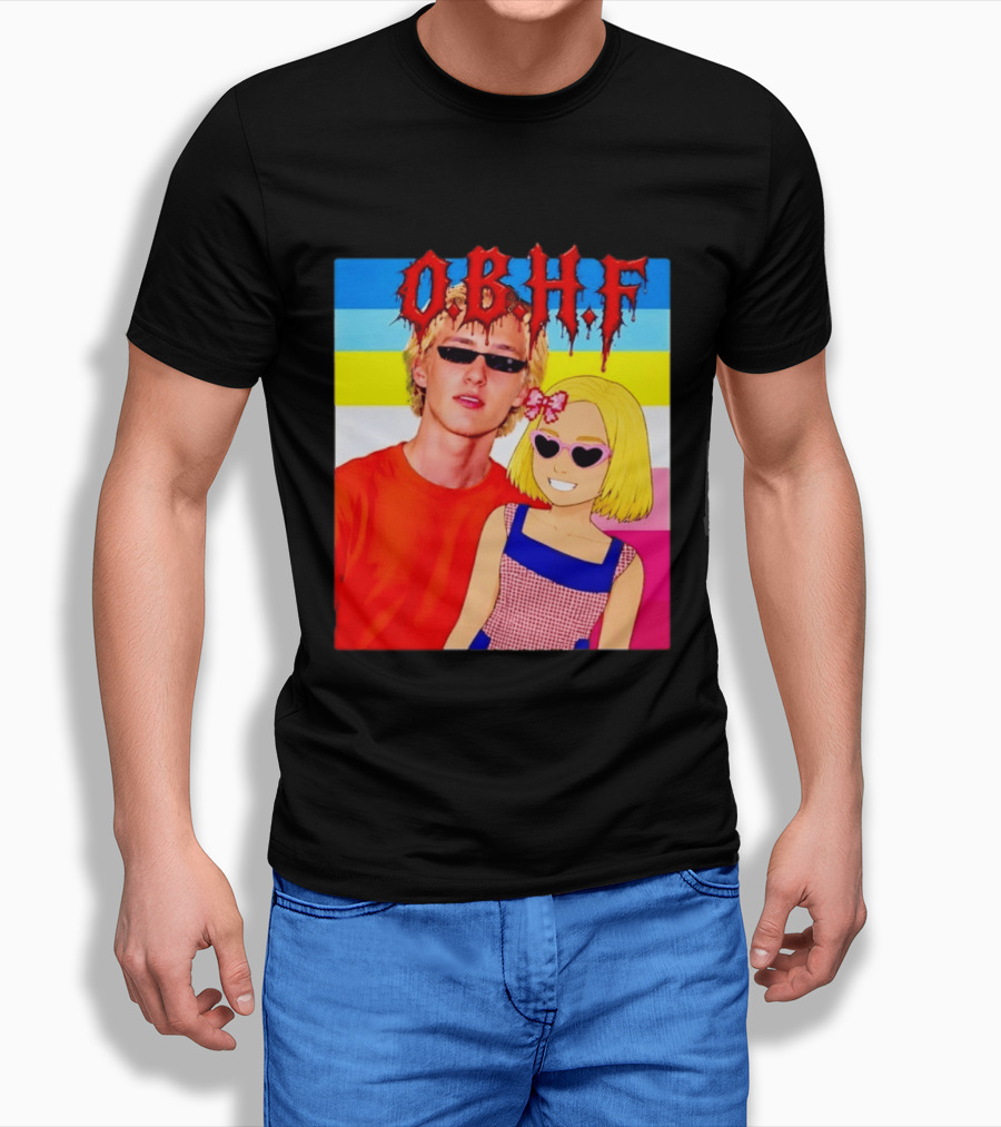 OBHF Blonde Couple Aesthetic Pixel Art Sunglasses T-Shirt