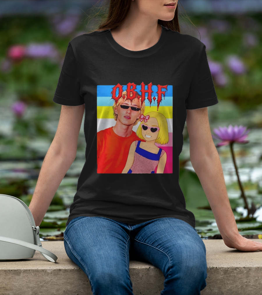 OBHF Blonde Couple Aesthetic Pixel Art Sunglasses T-Shirt