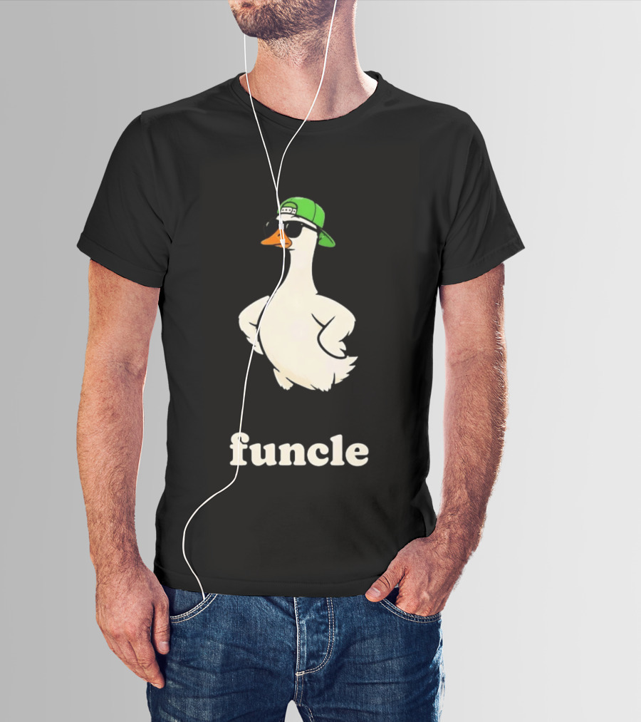Funcle Goose In Sunglasses And Green Cap Fun Uncle T-Shirt
