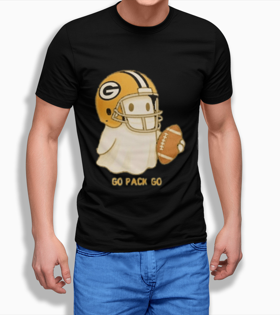 Green Bay Packers Ghost Go Pack Go Football Helmet Fan Gear T-Shirt