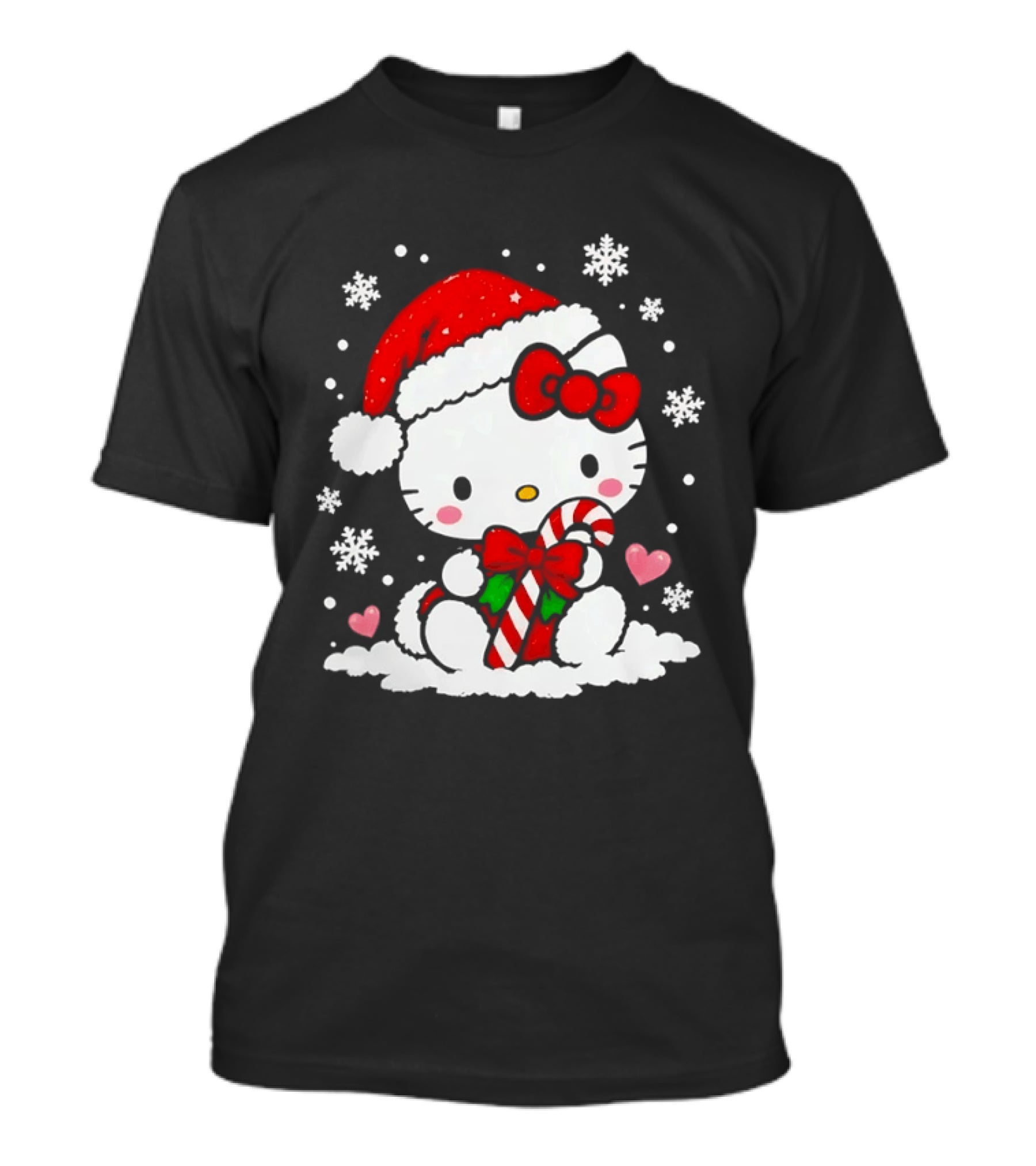 Hello Kitty Sweet Christmas Santa Candy Cane Snowflakes T-Shirt