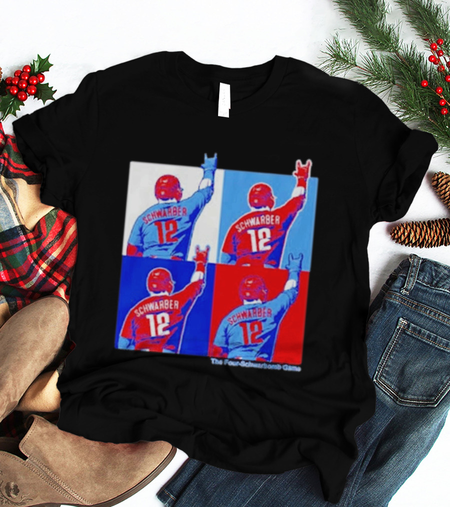 The Four Schwarbomb Game Kyle Schwarber 12 Red Blue Pop T-Shirt