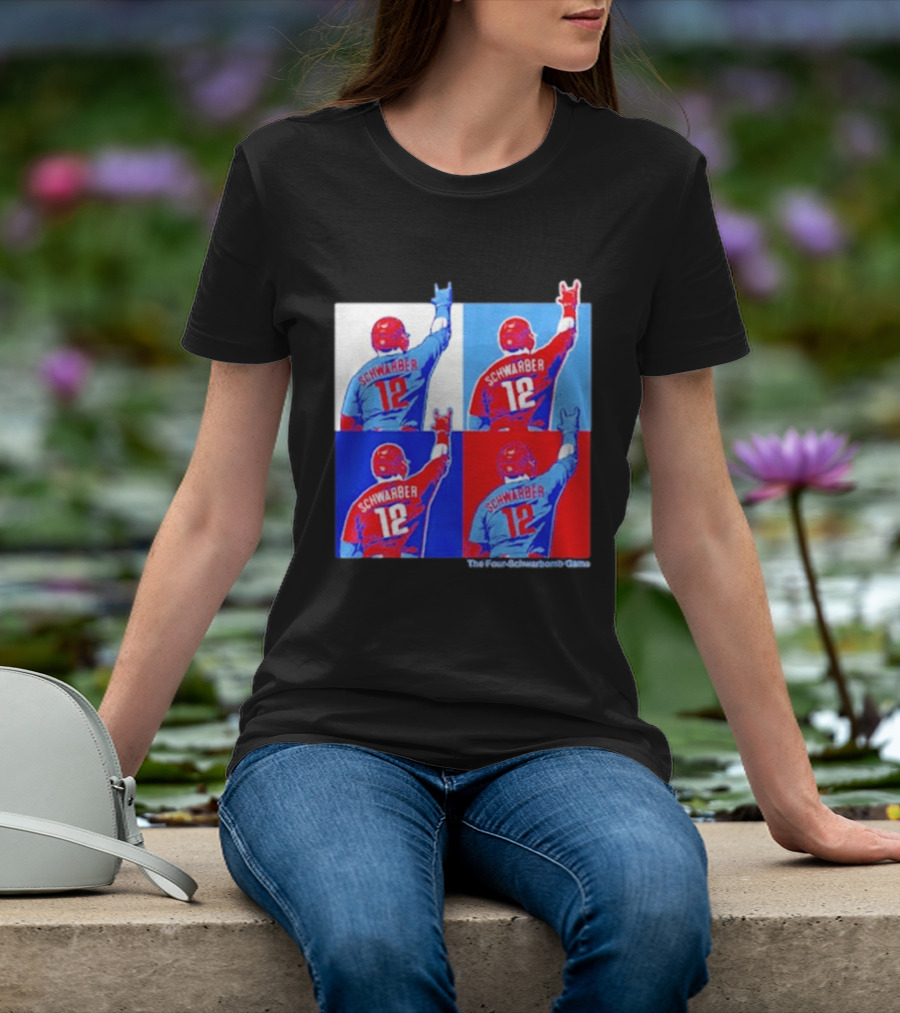 The Four Schwarbomb Game Kyle Schwarber 12 Red Blue Pop T-Shirt