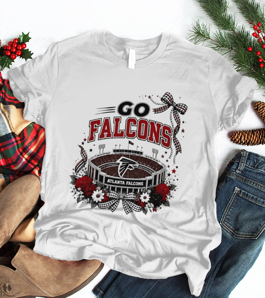 Atlanta Falcons Go Falcons Stadium Flowers And Ribbon T-Shirt