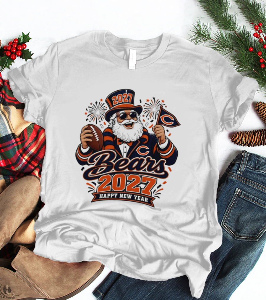 Chicago Bears 2027 Santa Claus Happy New Year Football Fan Celebration T-Shirt