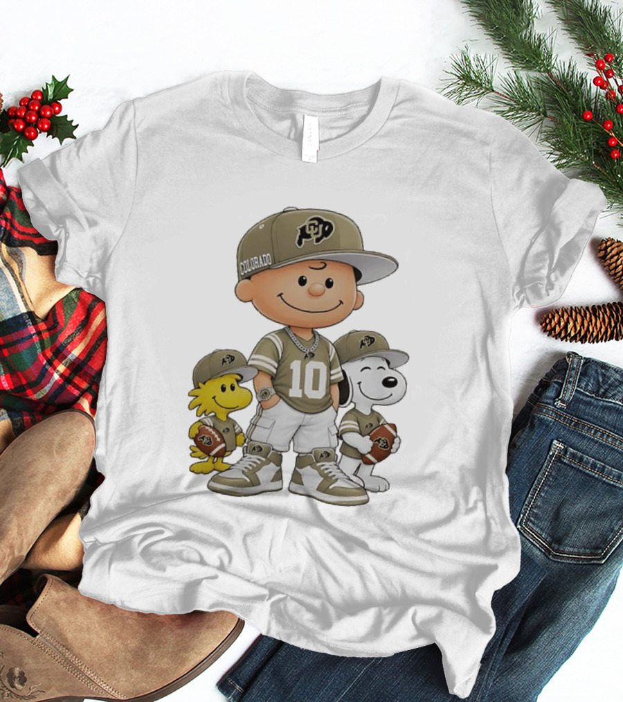Colorado Buffaloes Charlie Brown Woodstock Snoopy Number 10 Football Fans T-Shirt