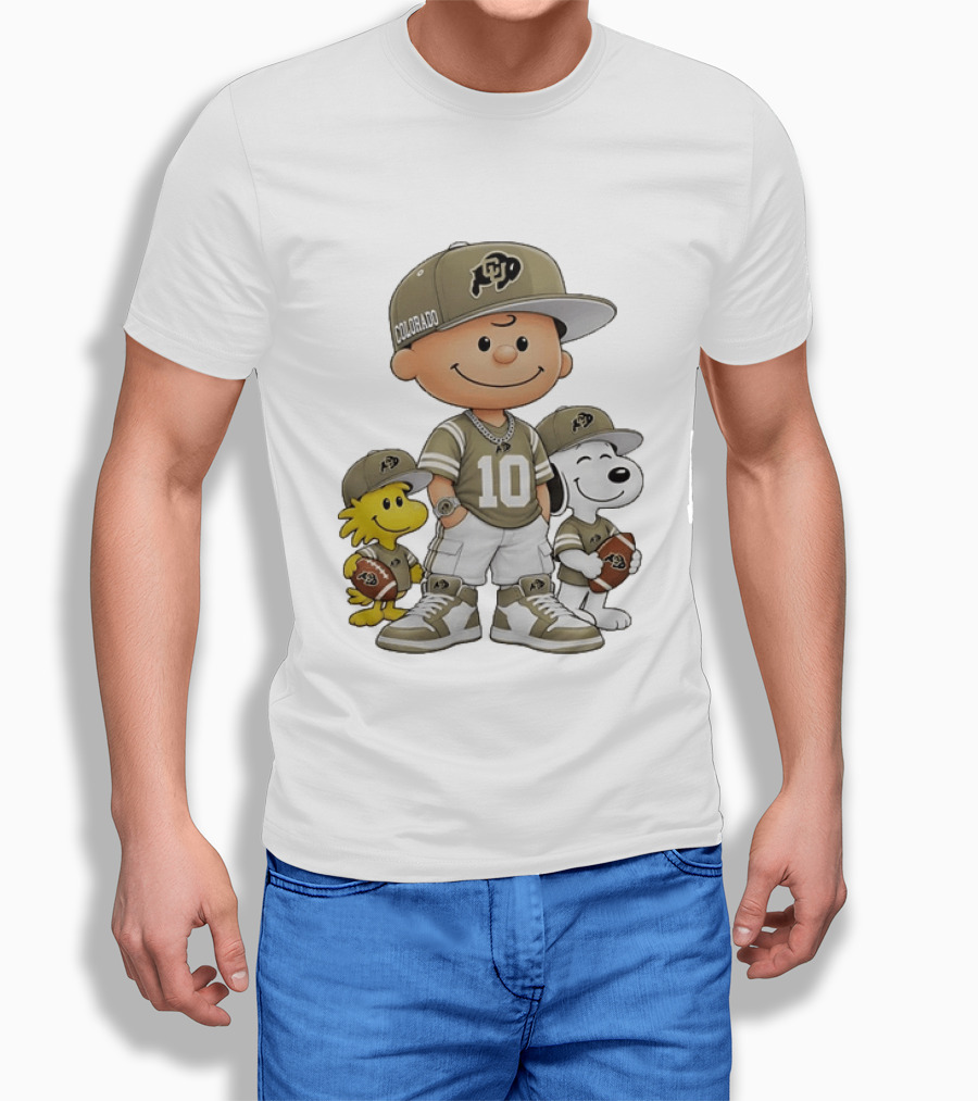 Colorado Buffaloes Charlie Brown Woodstock Snoopy Number 10 Football Fans T-Shirt