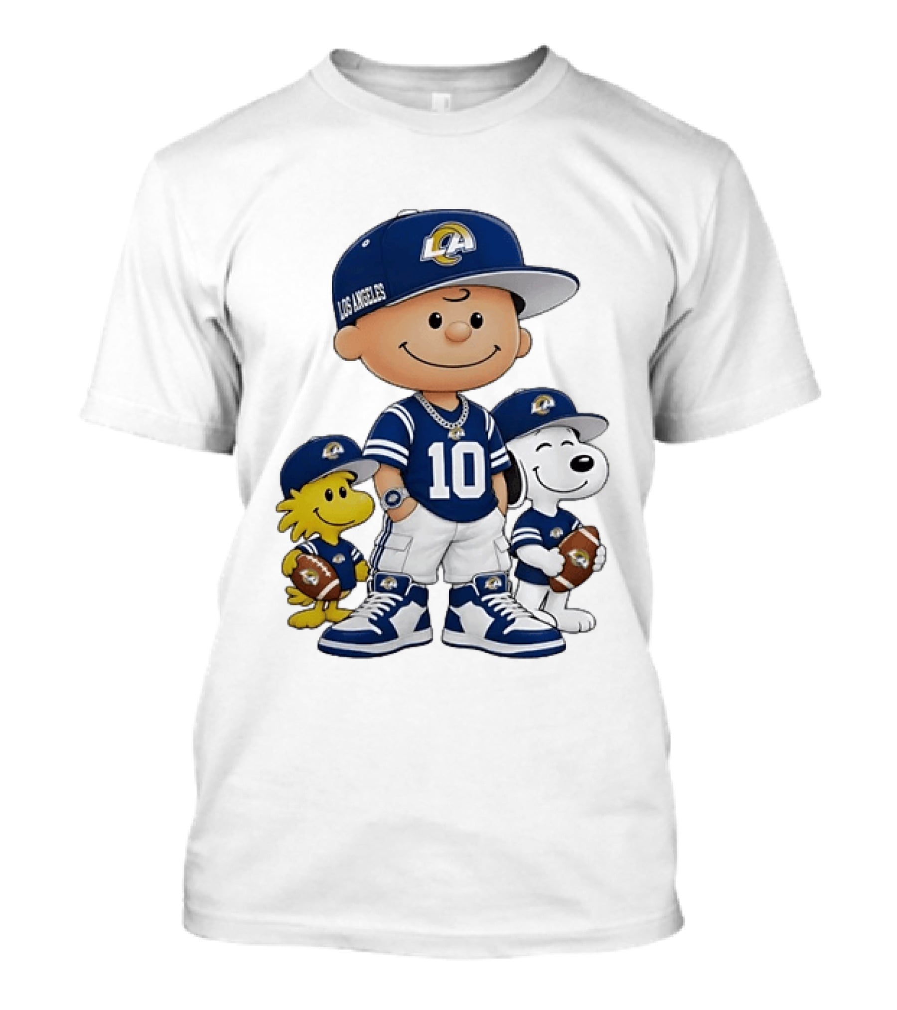 Los Angeles Rams Number 10 Charlie Brown Woodstock Snoopy Football Fans T-Shirt