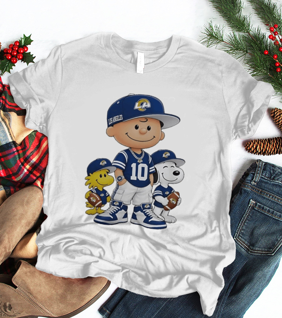 Los Angeles Rams Number 10 Charlie Brown Woodstock Snoopy Football Fans T-Shirt