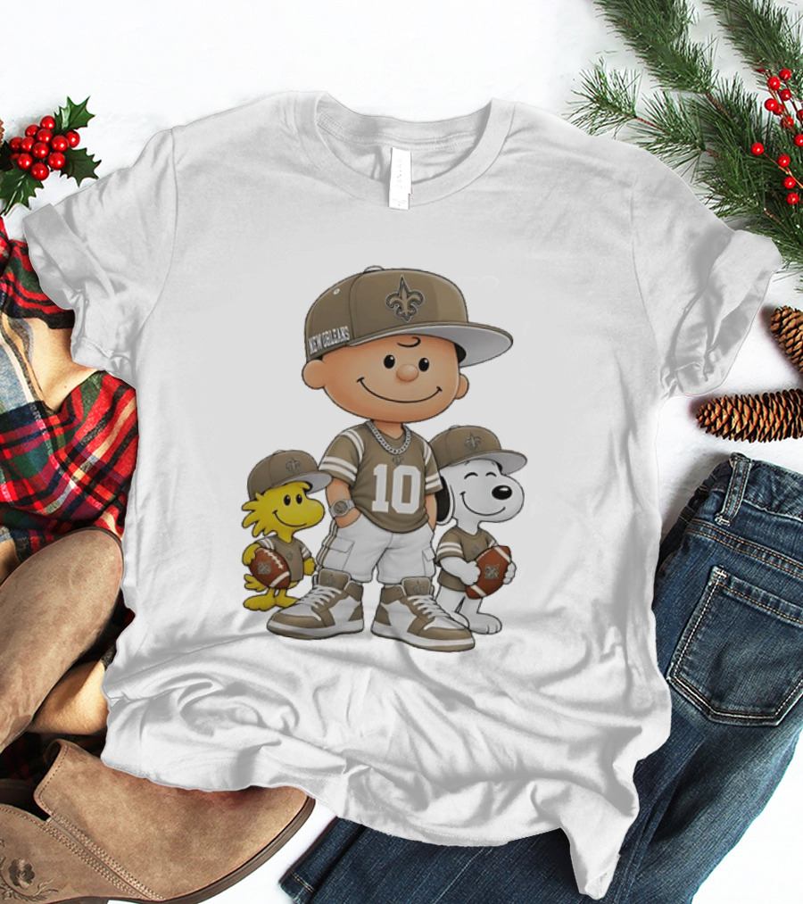 New Orleans Saints Charlie Brown Woodstock Snoopy Number 10 Football Fans T-Shirt