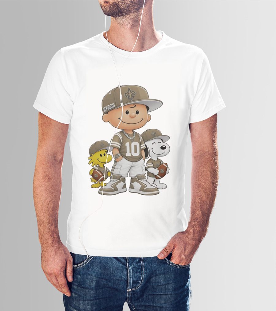 New Orleans Saints Charlie Brown Woodstock Snoopy Number 10 Football Fans T-Shirt
