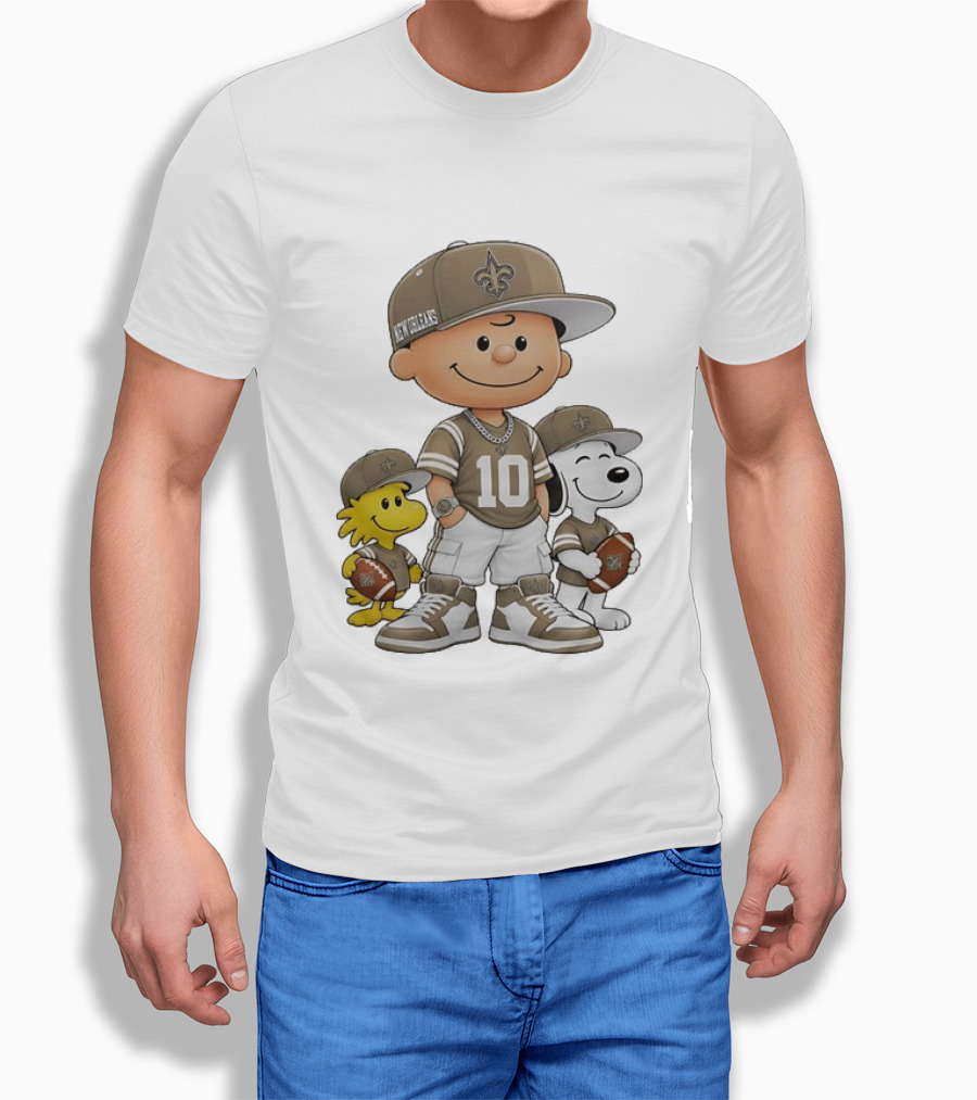 New Orleans Saints Charlie Brown Woodstock Snoopy Number 10 Football Fans T-Shirt