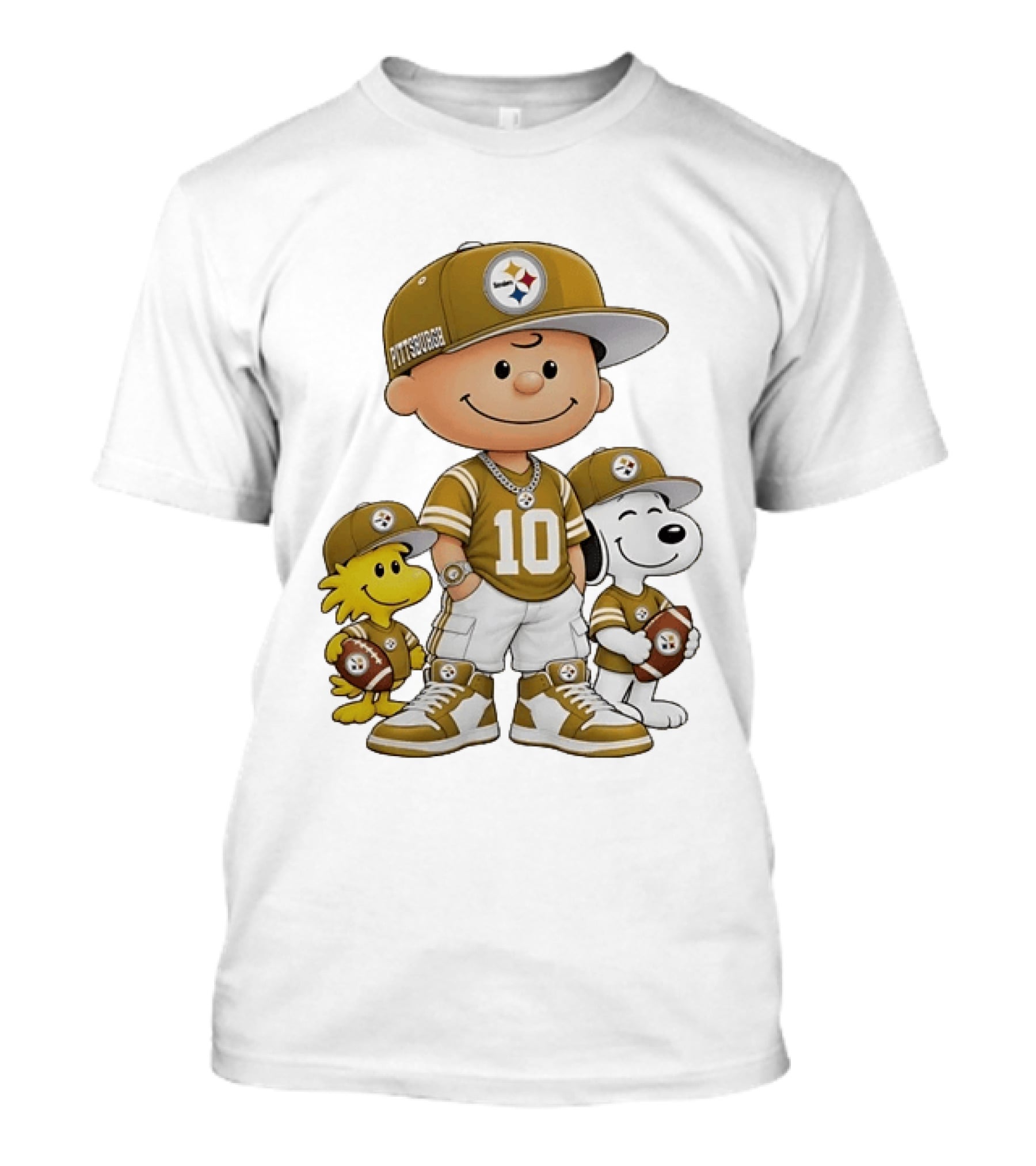 Pittsburgh Steelers Charlie Brown Woodstock Snoopy Number 10 Football Fans T-Shirt