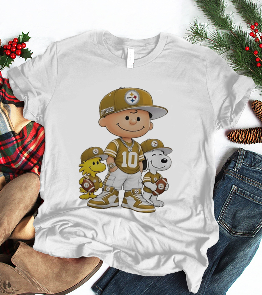 Pittsburgh Steelers Charlie Brown Woodstock Snoopy Number 10 Football Fans T-Shirt
