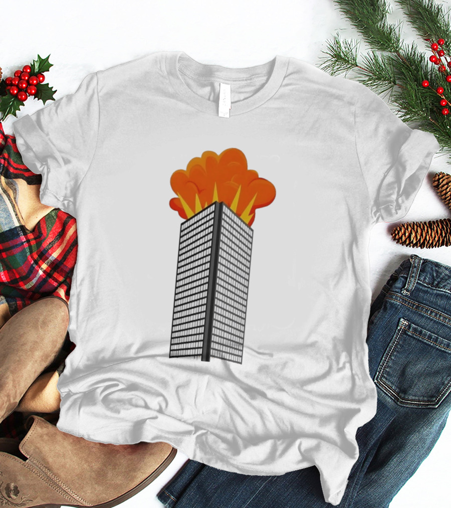 Skyscraper Fire Explosion With Smoke Cloud T-Shirt