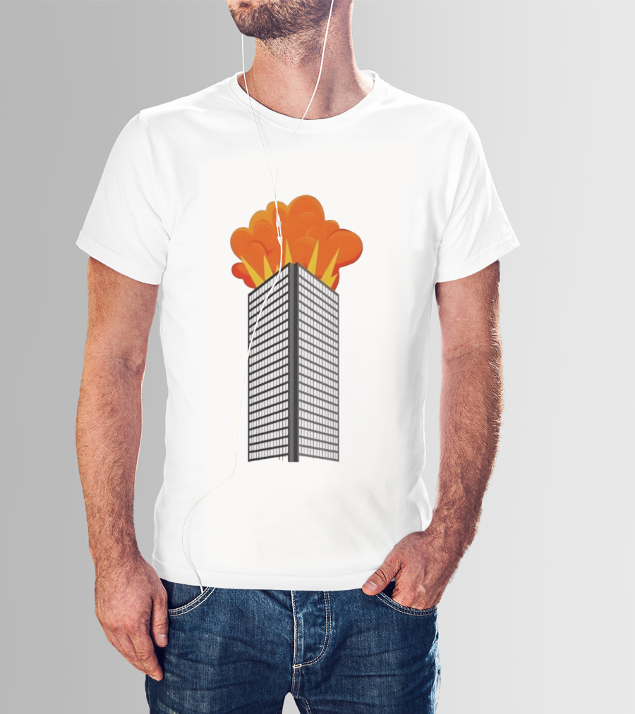Skyscraper Fire Explosion With Smoke Cloud T-Shirt