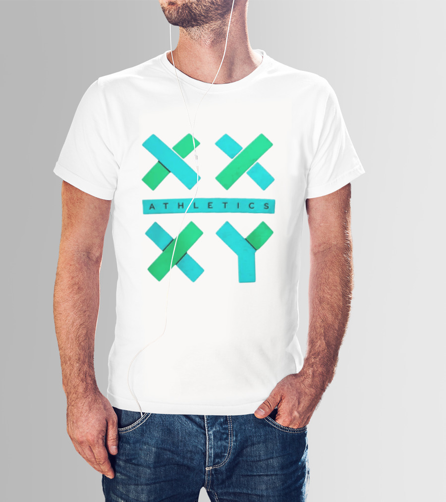 XXXY Athletics Classic Design With Bold Green And Blue X T-Shirt