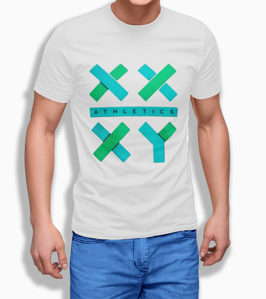 XXXY Athletics Classic Design With Bold Green And Blue X T-Shirt