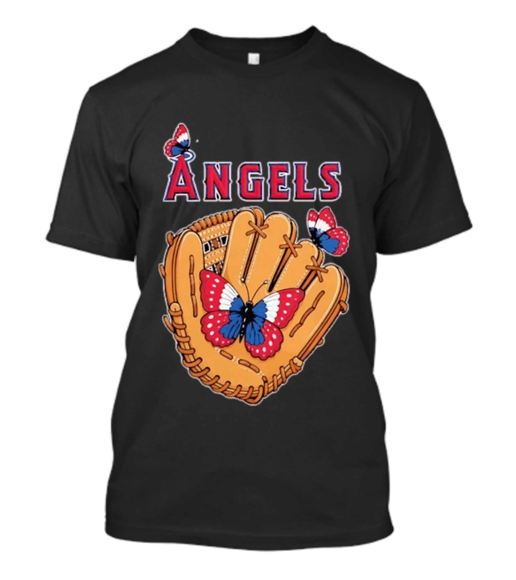 Los Angeles Angels Baseball Glove Butterflies T-Shirt