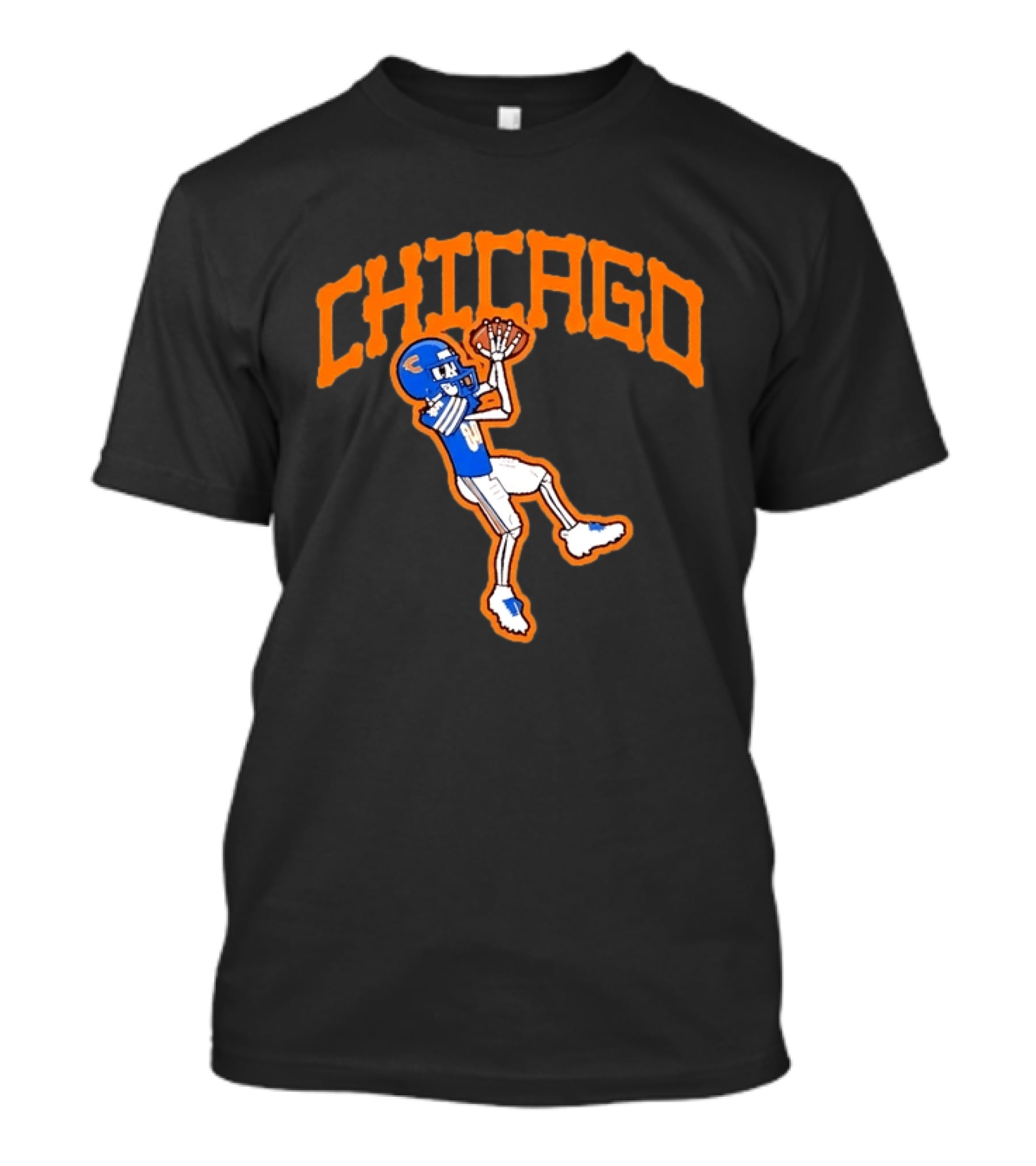 Chicago Skeleton Football Player Catching Ball T-Shirt