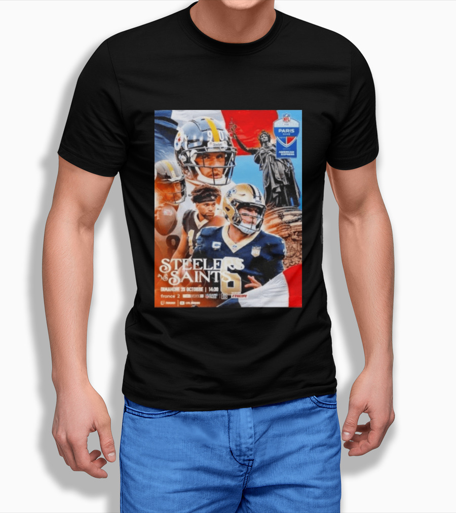 Steelers Vs Saints October 2026 Paris NFL Game American Football Event France T-Shirt