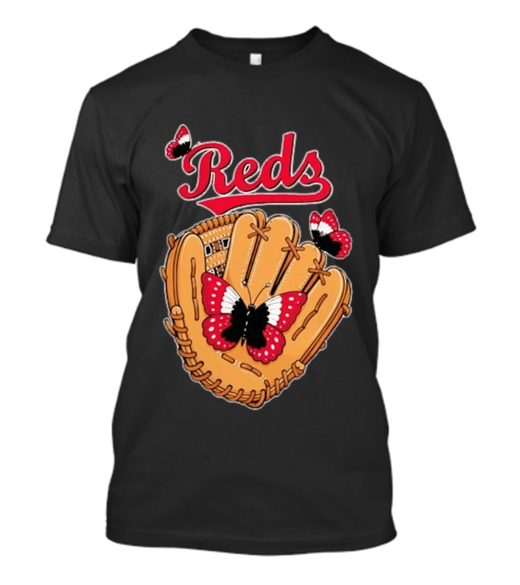 Cincinnati Reds Baseball Glove Butterflies T-Shirt