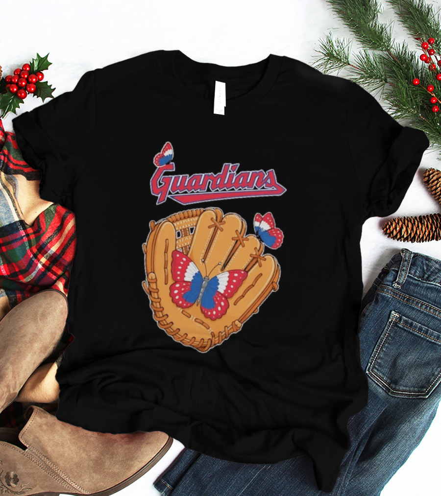 Cleveland Guardians Baseball Glove Butterfly T-Shirt