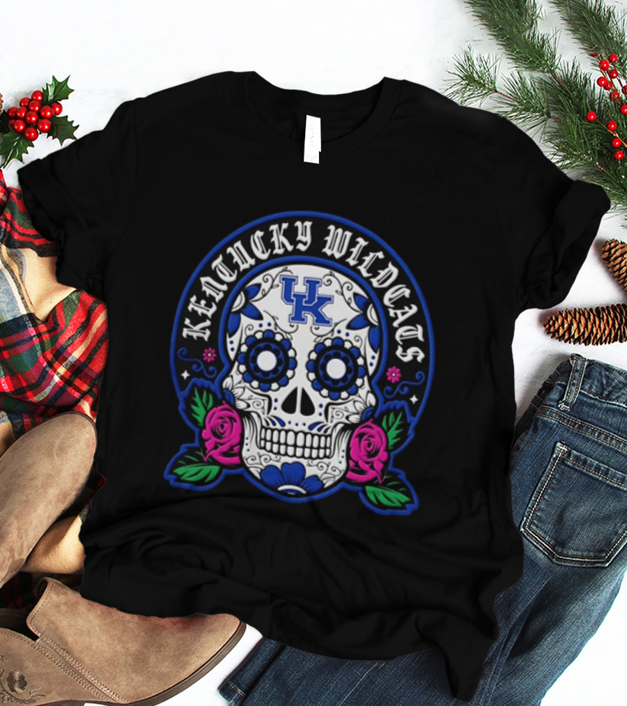 Kentucky Wildcats Sugar Skull El Dia De Los Muertos T-Shirt