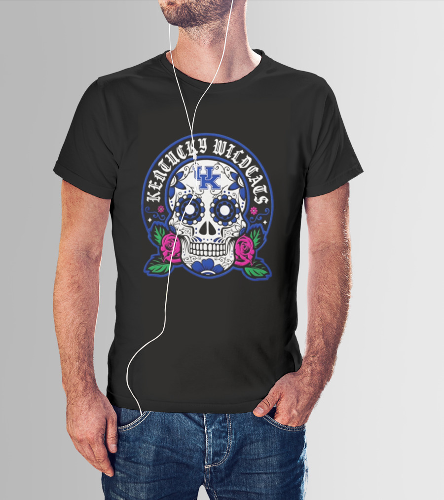 Kentucky Wildcats Sugar Skull El Dia De Los Muertos T-Shirt