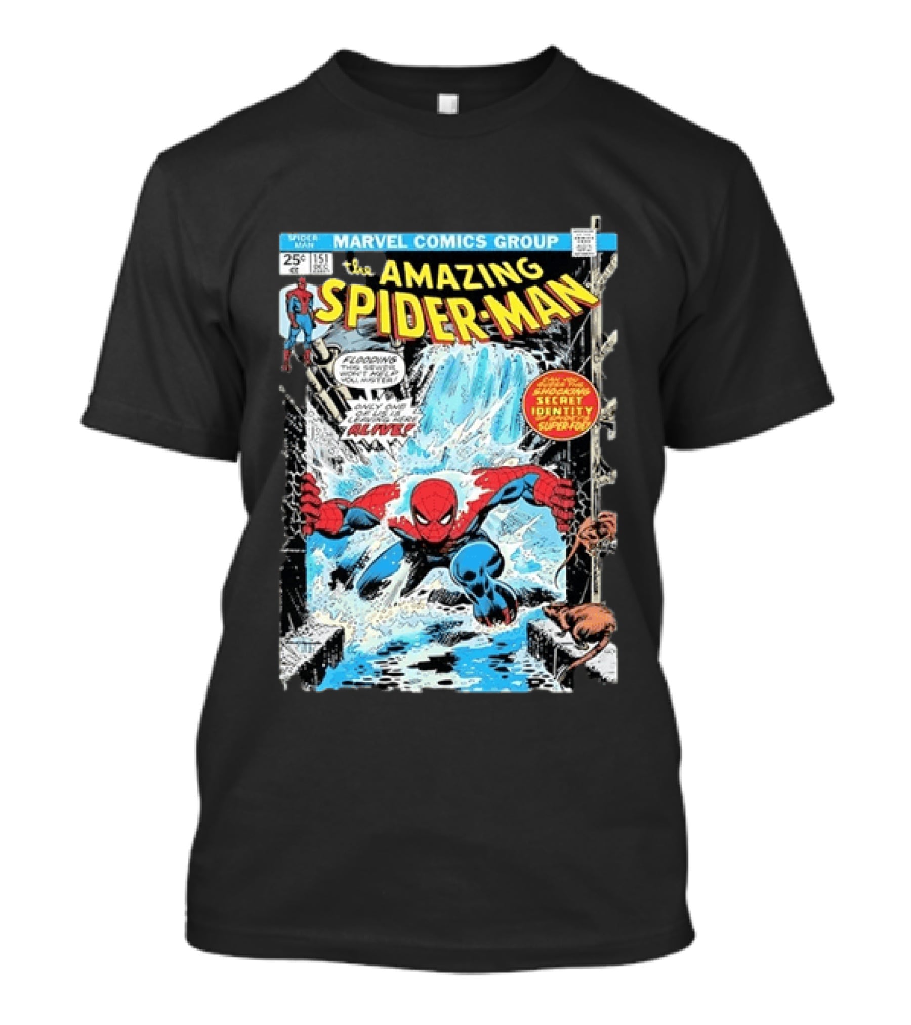 Marvel Comics Group The Amazing Spider Man Issue 151 Comic Cover Classic Art Secret Identity Super Hero T-Shirt