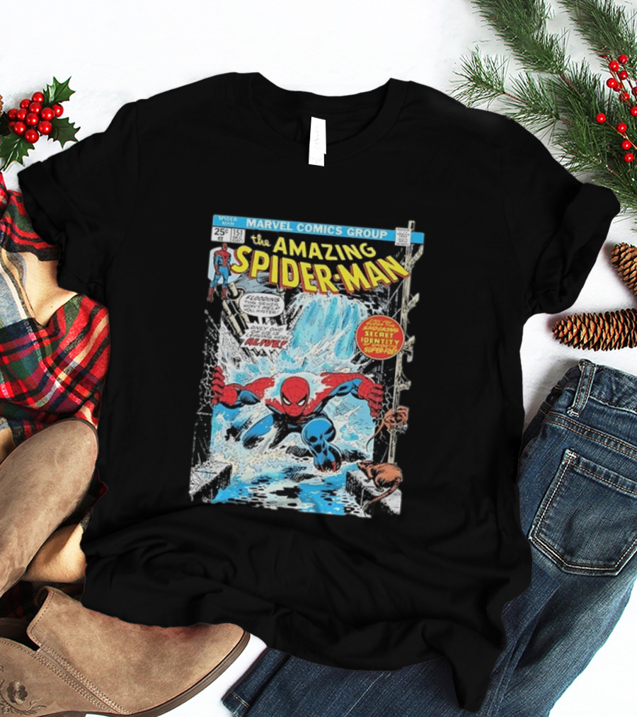 Marvel Comics Group The Amazing Spider Man Issue 151 Comic Cover Classic Art Secret Identity Super Hero T-Shirt