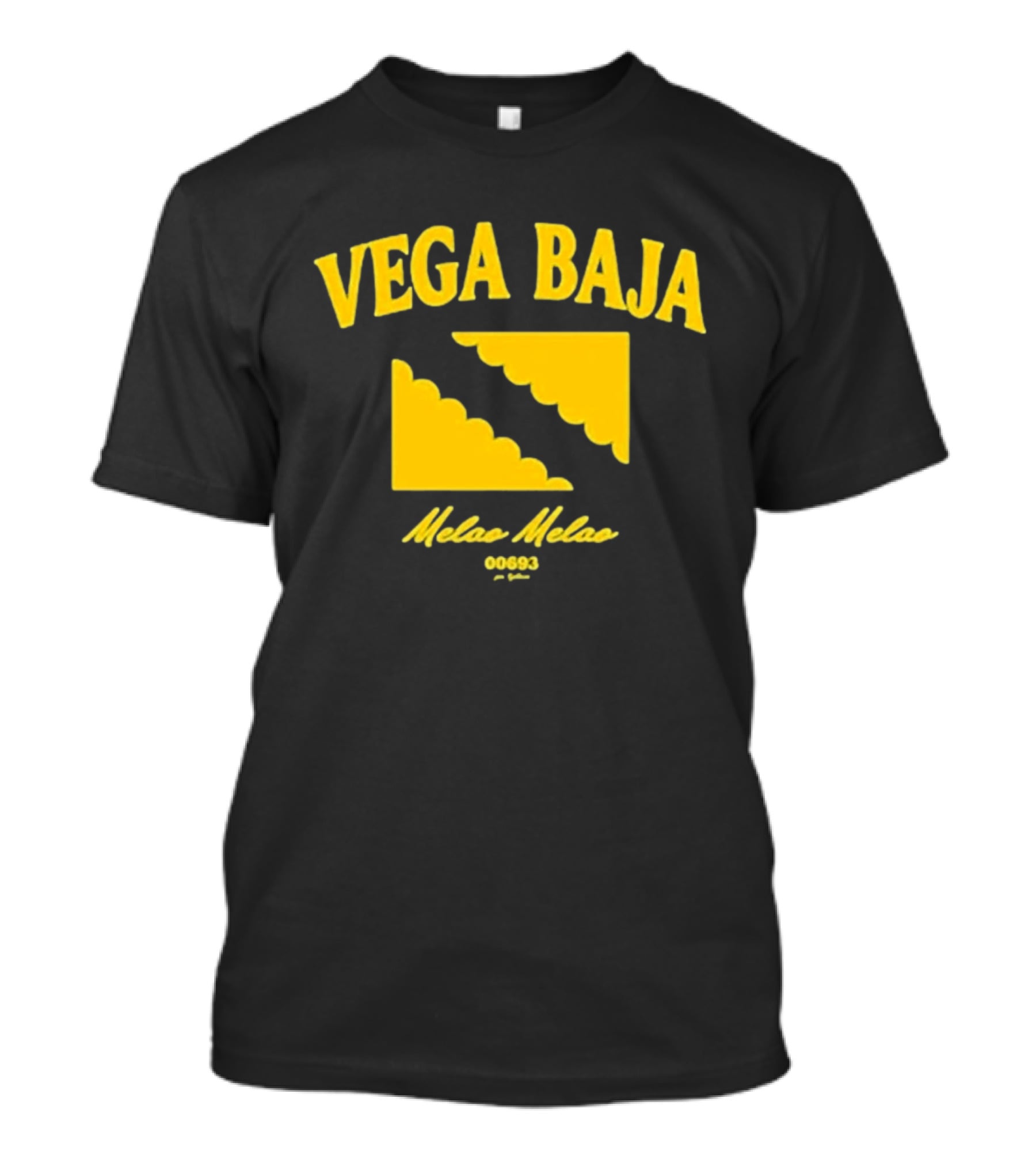 Vega Baja Melao Melao 00693 Puerto Rico Yellow Text And Scalloped Shapes T-Shirt