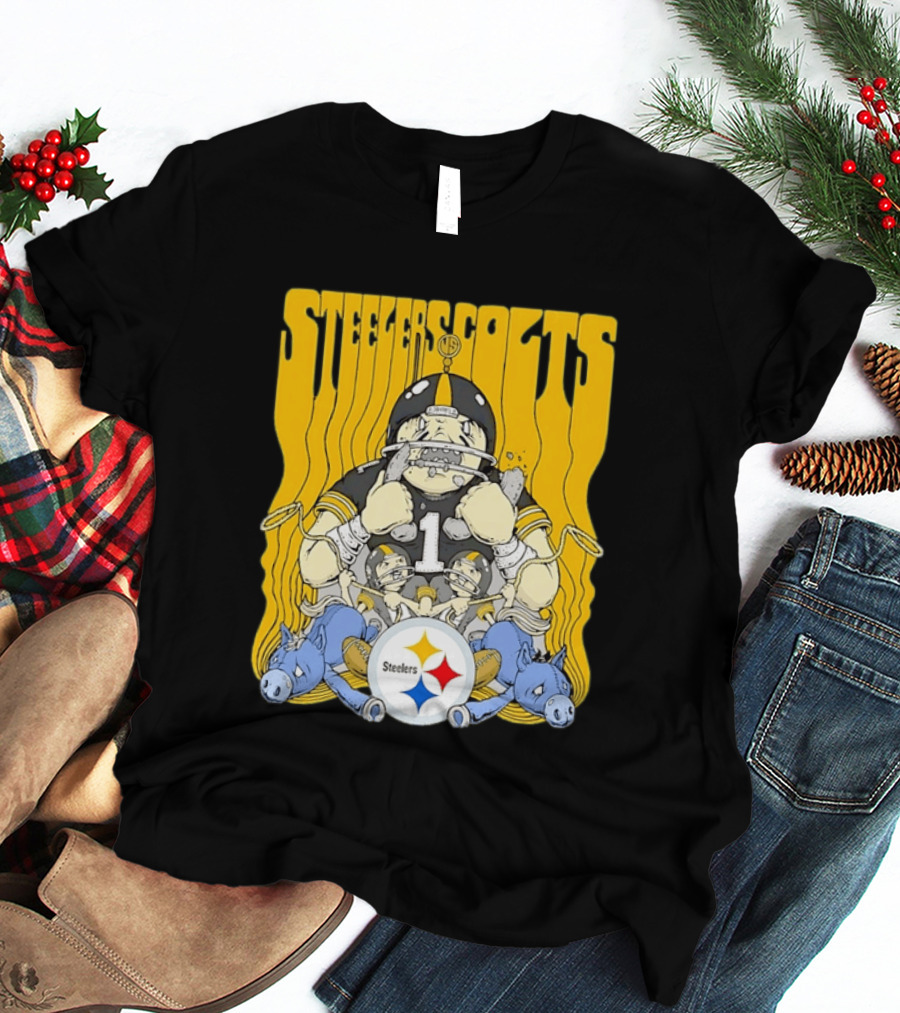 Steelers Colts Matchup Cartoon Football Art Steelers T-Shirt