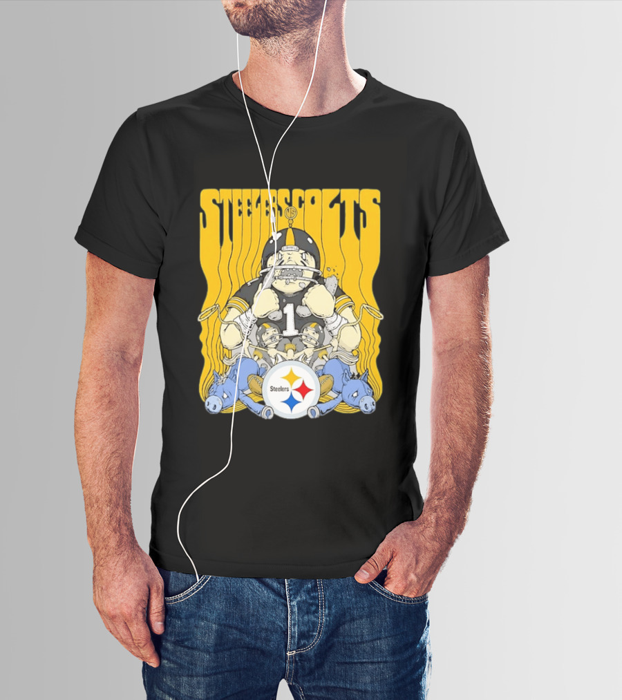 Steelers Colts Matchup Cartoon Football Art Steelers T-Shirt