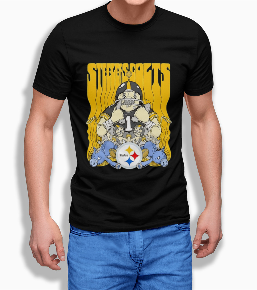 Steelers Colts Matchup Cartoon Football Art Steelers T-Shirt