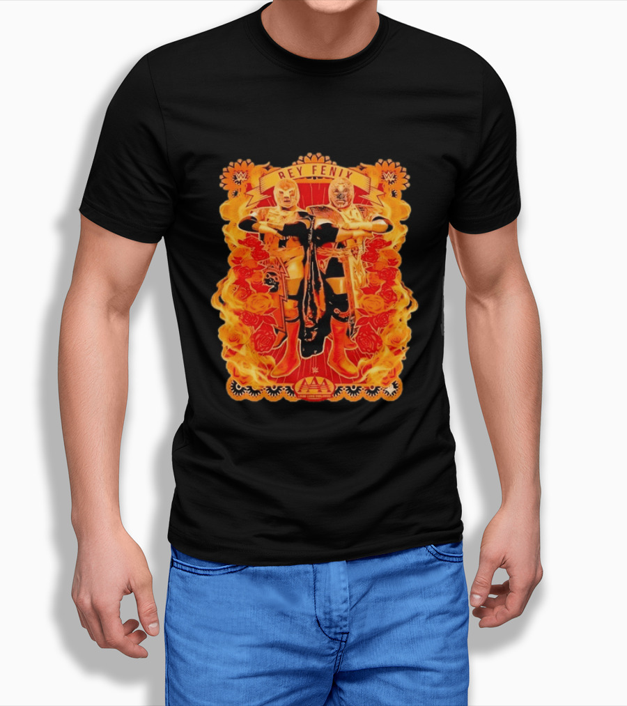 Rey Fenix AAA Lucha Libre Worldwide Flames Wrestler T-Shirt