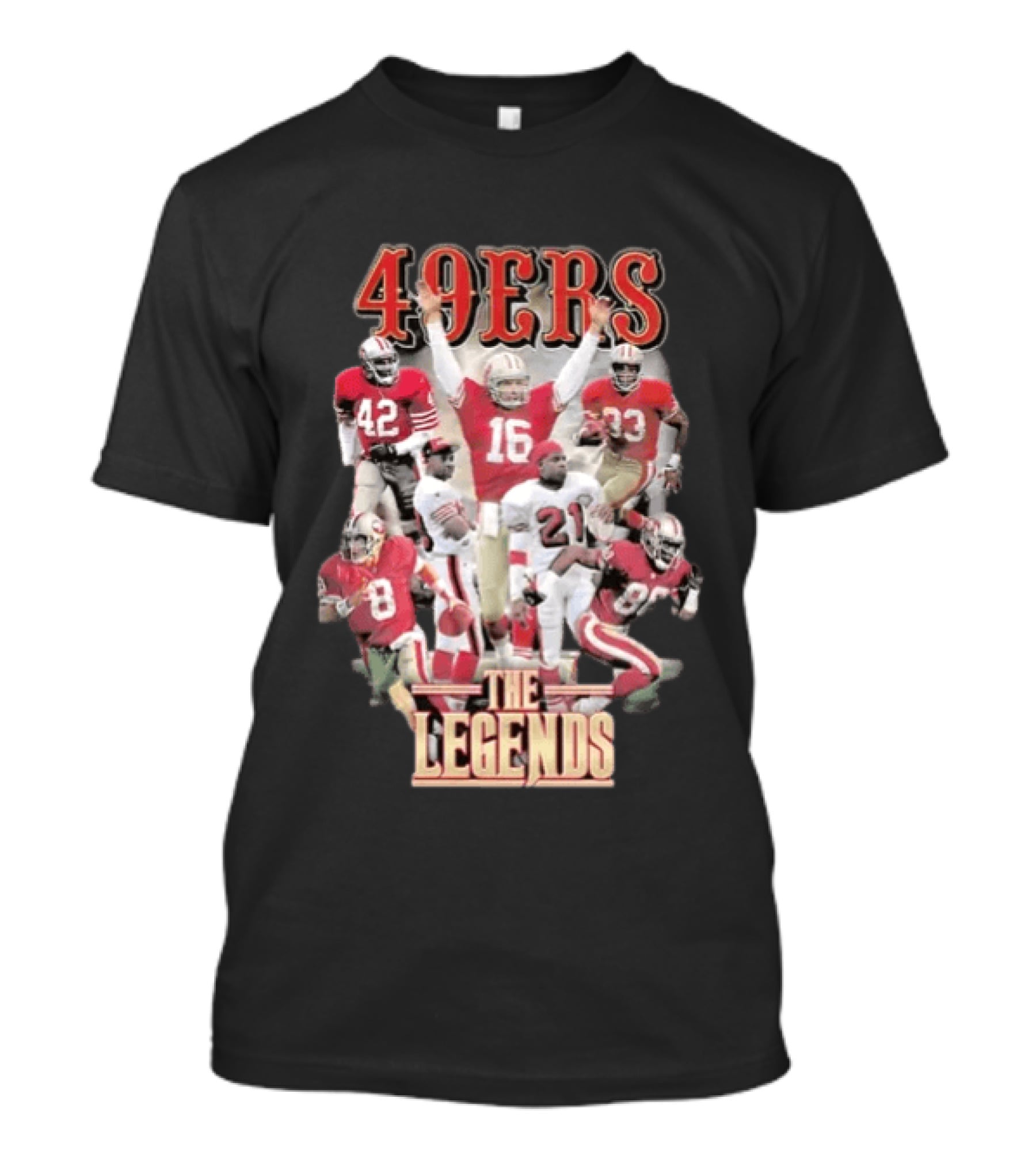 49ers The Legends Joe Montana Jerry Rice Ronnie Lott Steve Young T-Shirt