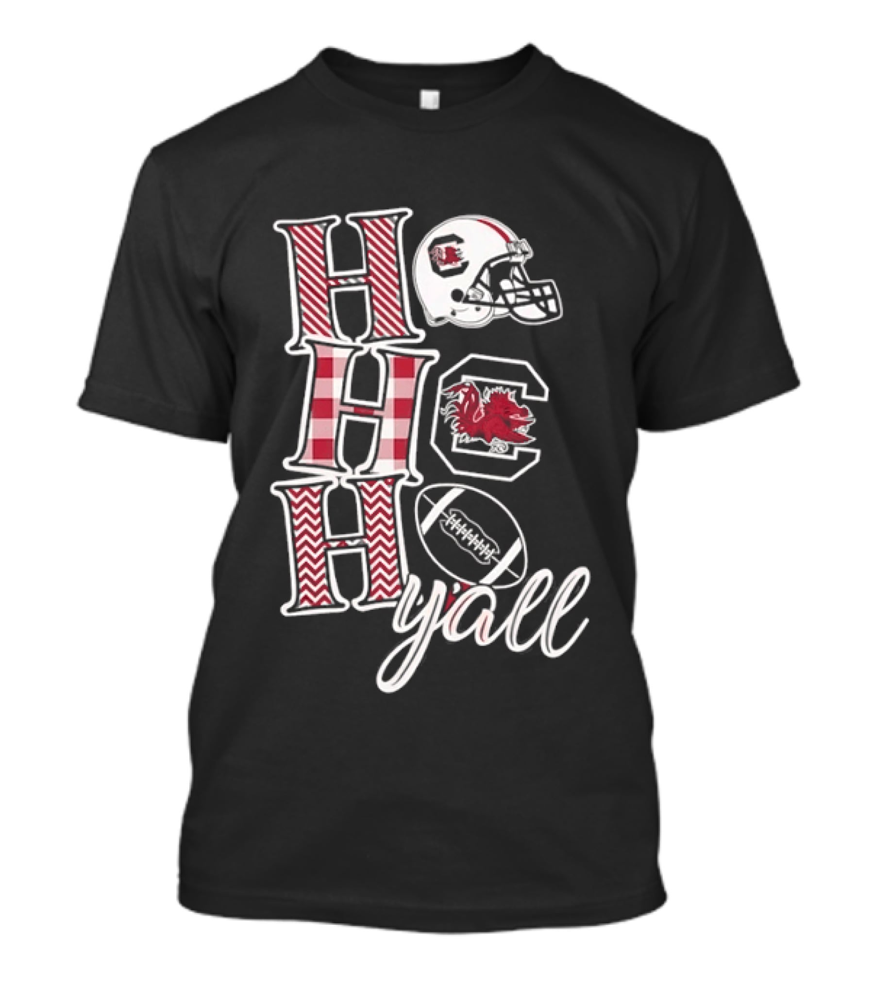 Ho Ho Ho Y'all South Carolina Gamecocks Christmas Football Helmet T-Shirt
