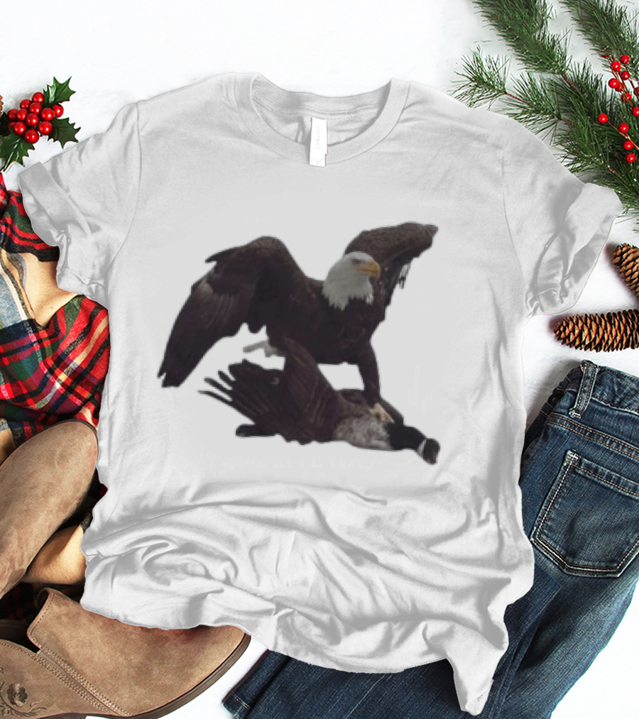 Bald Eagle Vs Canada Goose Bird Of Prey Showdown T-Shirt